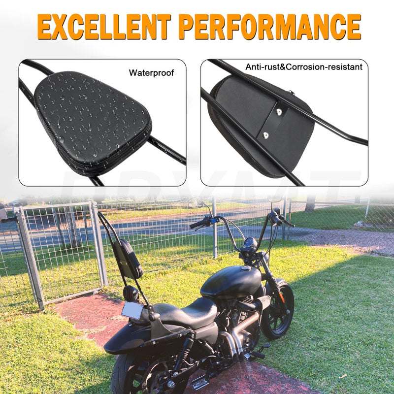 PBYMT Black Detachable Passenger Sissy Bar Backrest Pad Compatible for Harley Davidson Sportster XL1200 XL883 2004-2024 - Image 4
